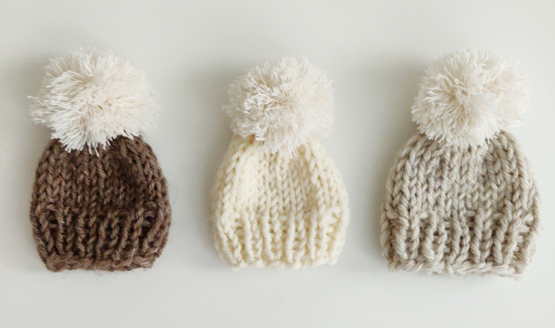 Knitted tiny beanies
