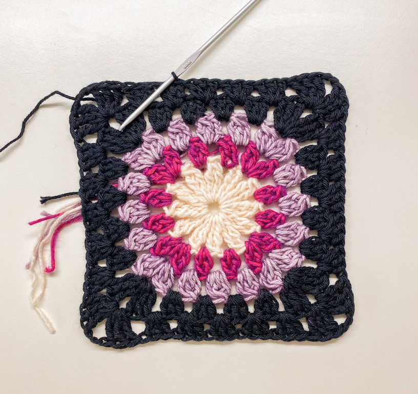 Purple crochet granny square